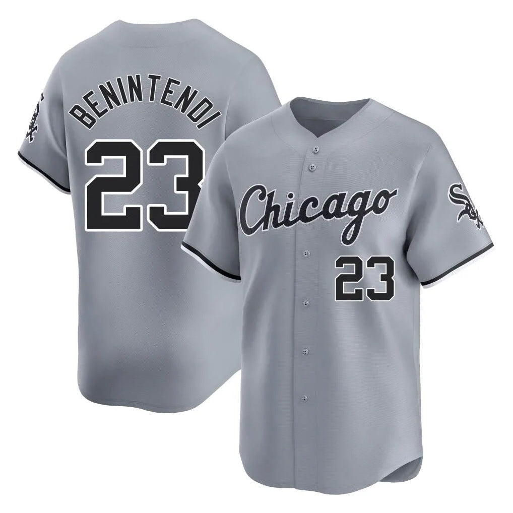 Crovyle C.White Sox #23 Andrew Benintendi Player Gray Road Limited Home Stitched Jerseys