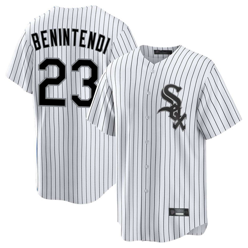 Crovyle C.White Sox #23 Andrew Benintendi Player White Stripe Home Game Stitched Jerseys