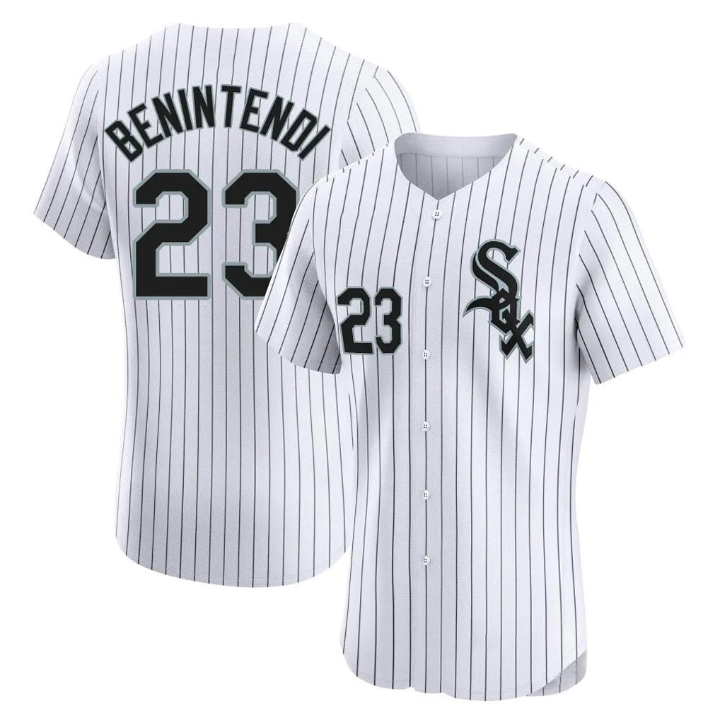 Crovyle C.White Sox #23 Andrew Benintendi Player White Stripe Limited Elite Home Stitched Jerseys