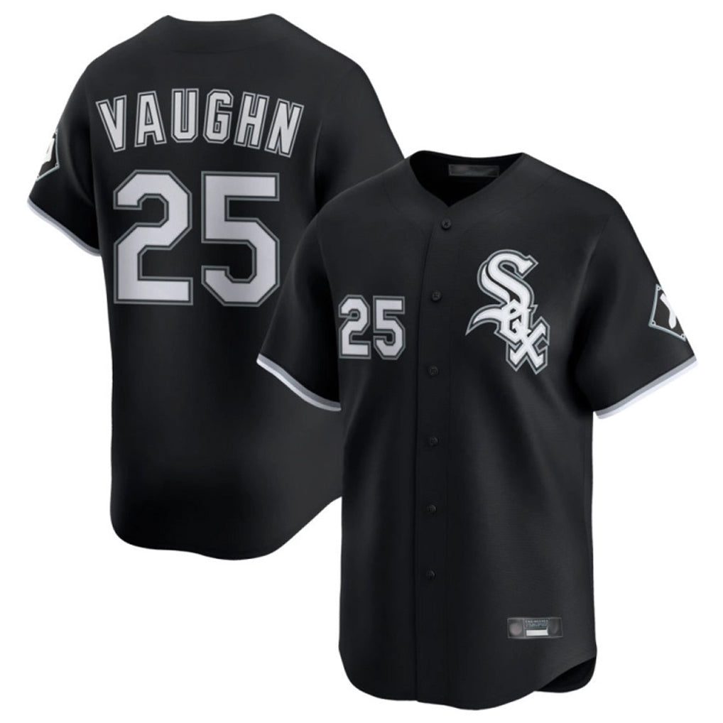 Crovyle C.White Sox #25 Andrew Vaughn Player Black Limited Home Stitched Jerseys