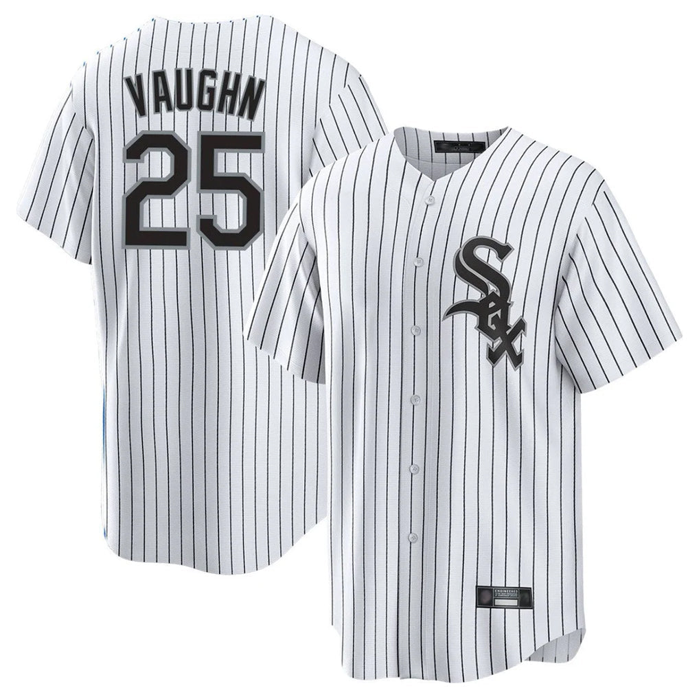 Crovyle C.White Sox #25 Andrew Vaughn Player White Stripe Home Game Stitched Jerseys