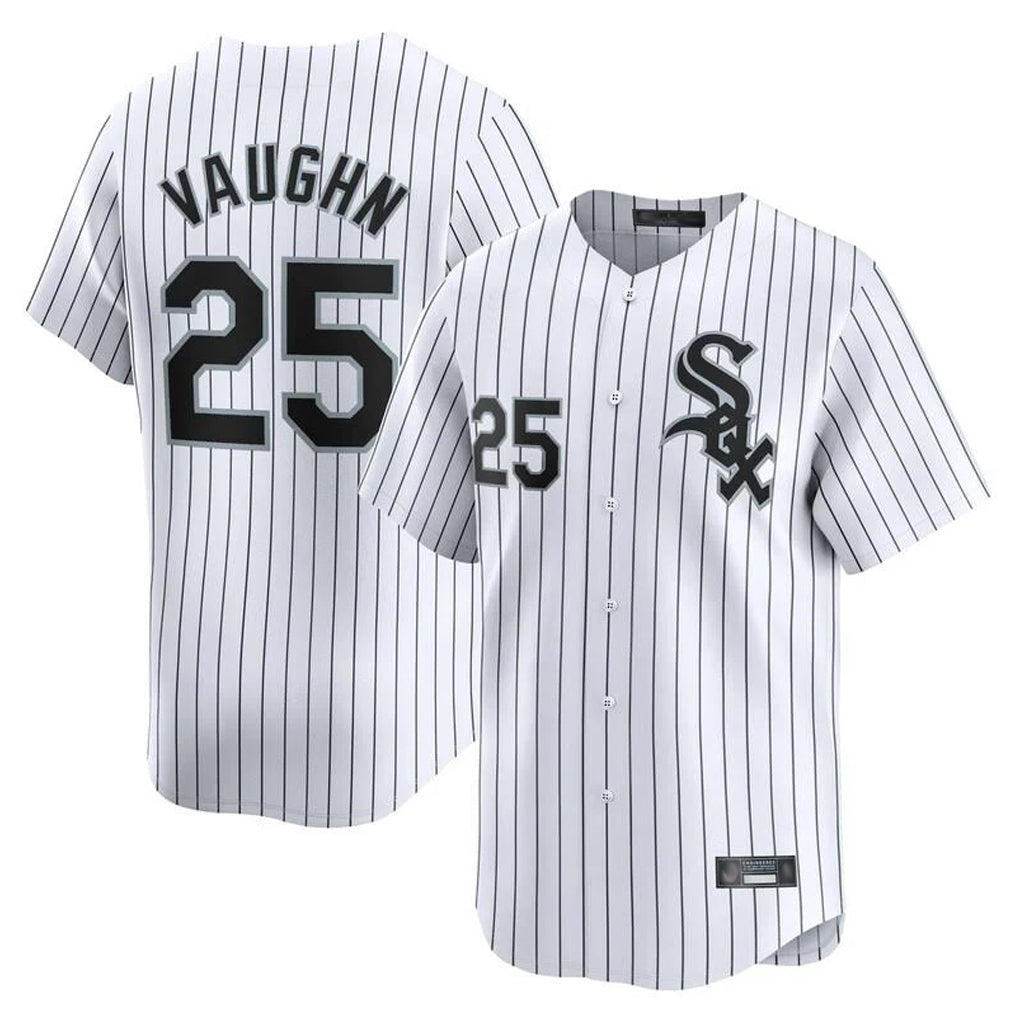 Crovyle C.White Sox #25 Andrew Vaughn Player White Stripe Limited Home Stitched Jerseys