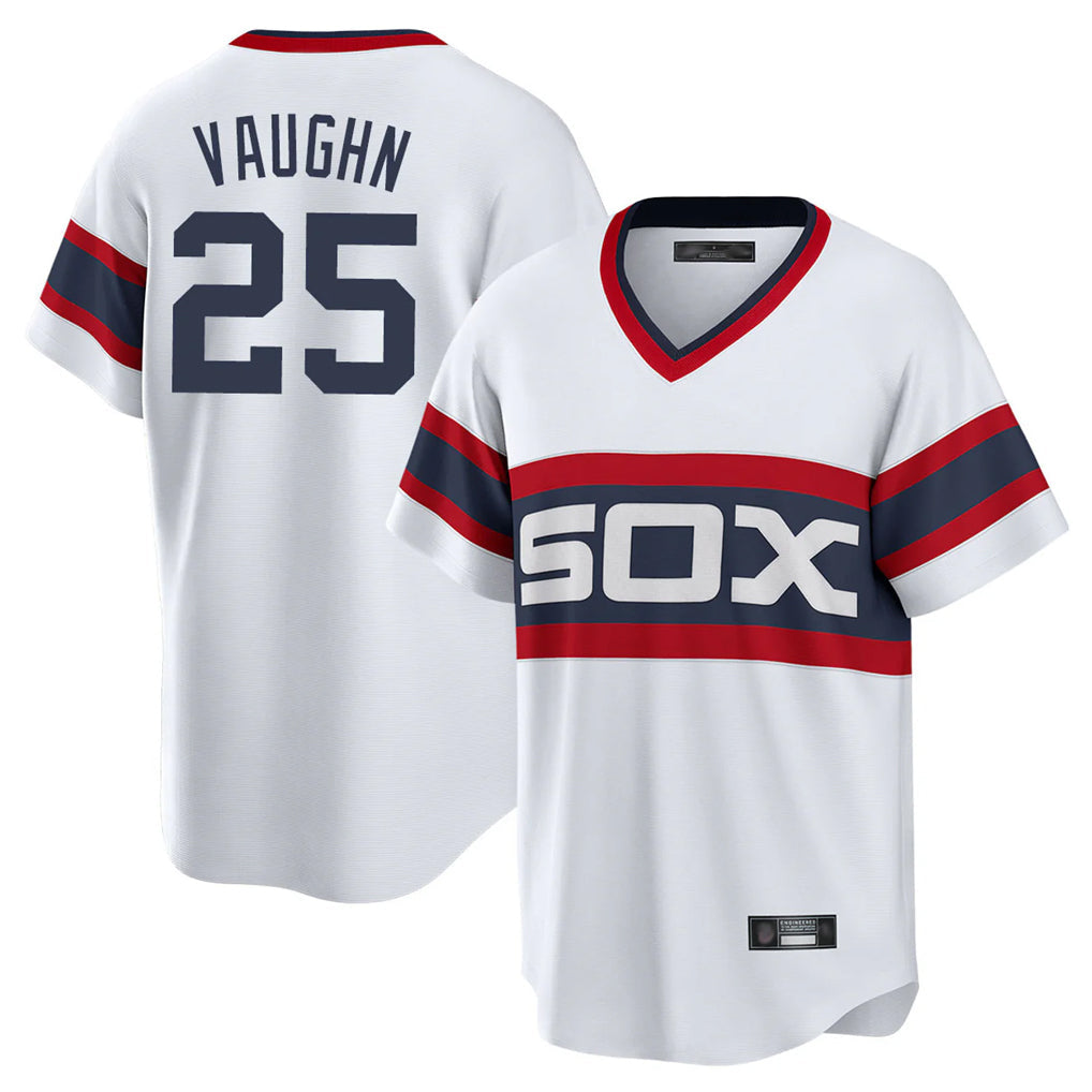 Crovyle C.White Sox #25 Andrew Vaughn Player White Stripe Limited Home Stitched Jerseys