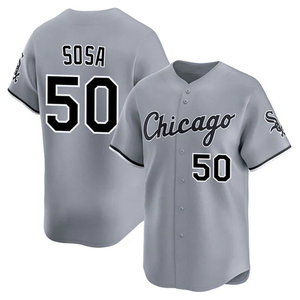 Crovyle C.White Sox #50 Lenyn Sosa Player Gray Road Limited Home Stitched Jerseys