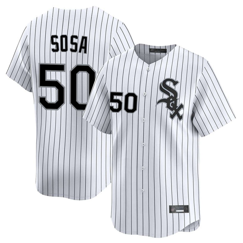 Crovyle C.White Sox #50 Lenyn Sosa Player White Stripe Limited Home Stitched Jerseys