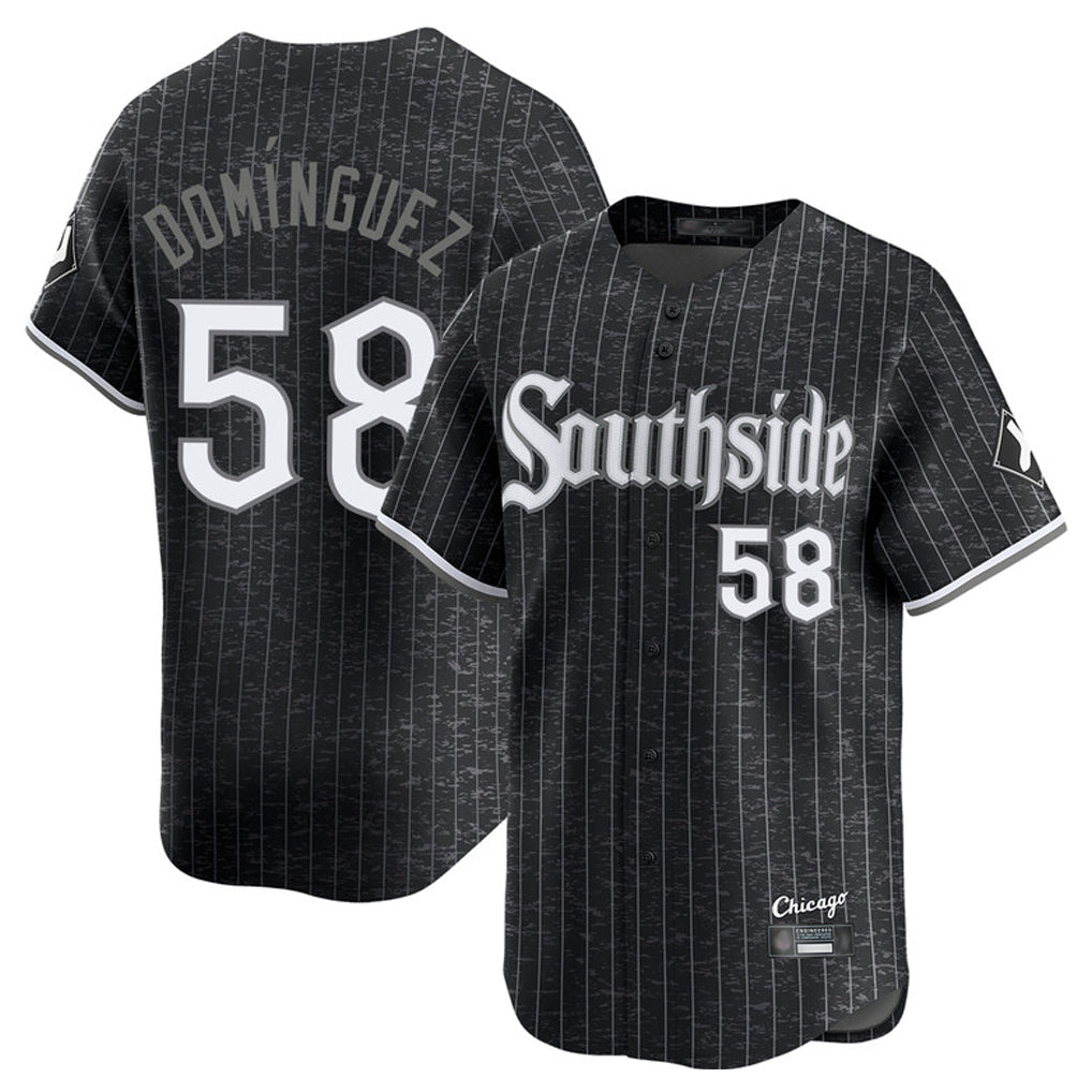 Crovyle C.White Sox #58 Seranthony Dom¨ªnguez Player Black City Connect Limited Home Stitched Jerseys