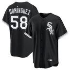 Crovyle C.White Sox #58 Seranthony Dom¨ªnguez Player Black Home Game Stitched Jerseys