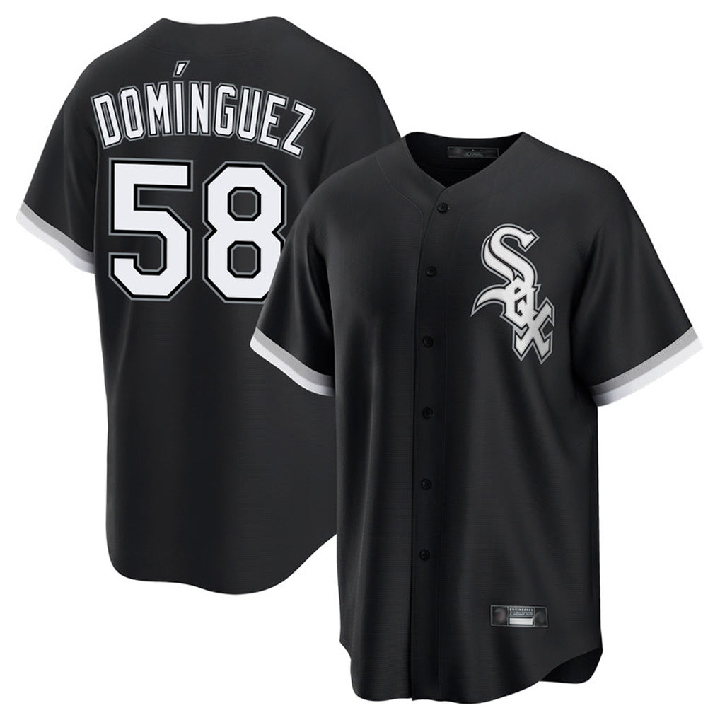 Crovyle C.White Sox #58 Seranthony Dom¨ªnguez Player Black Home Game Stitched Jerseys