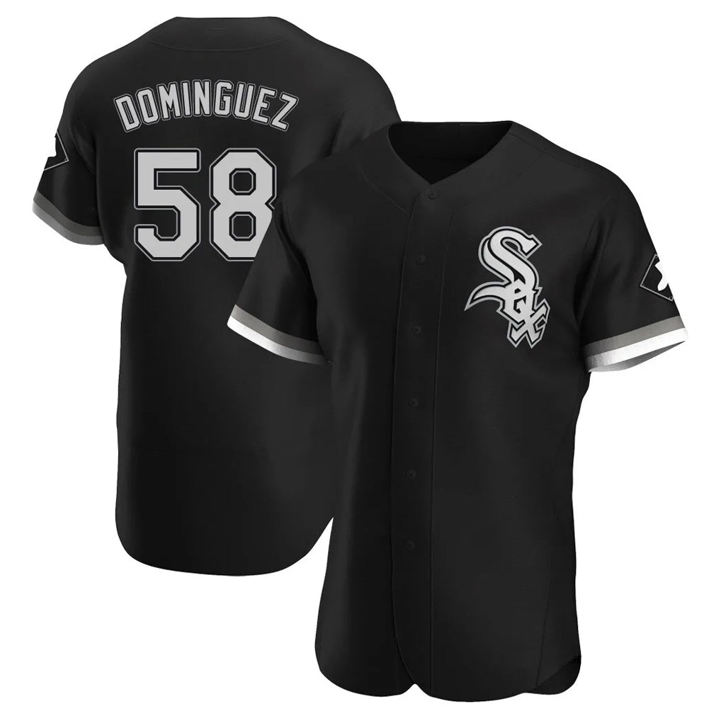 Crovyle C.White Sox #58 Seranthony Dom¨ªnguez Player Black Limited Elite Home Stitched Jerseys
