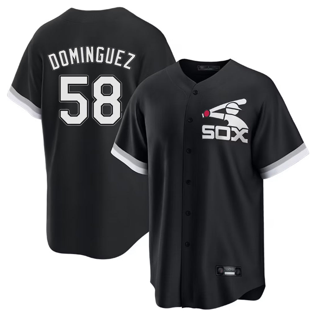Crovyle C.White Sox #58 Seranthony Dom¨ªnguez Player Black Spring Training Game Stitched Jerseys