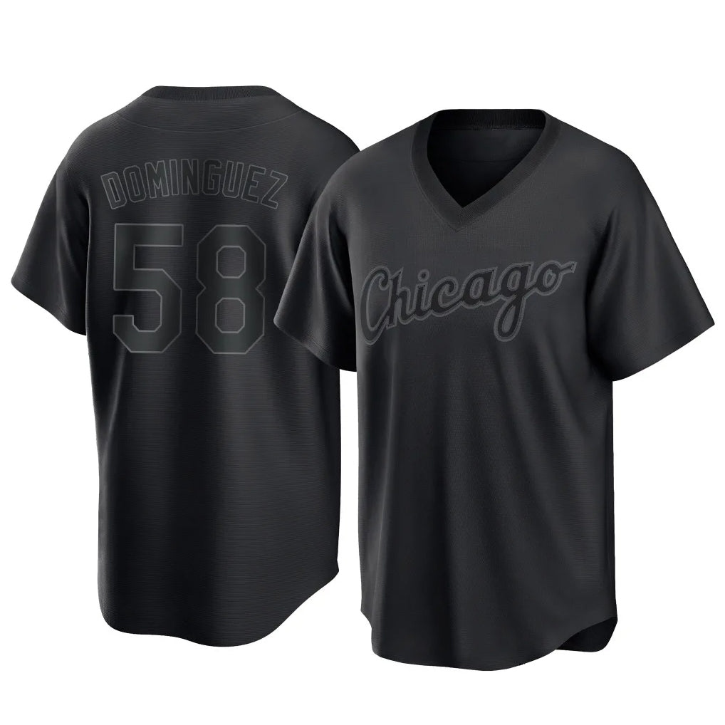 Crovyle C.White Sox #58 Seranthony Dom¨ªnguez Player Black T-shirt Home Game Stitched Jerseys