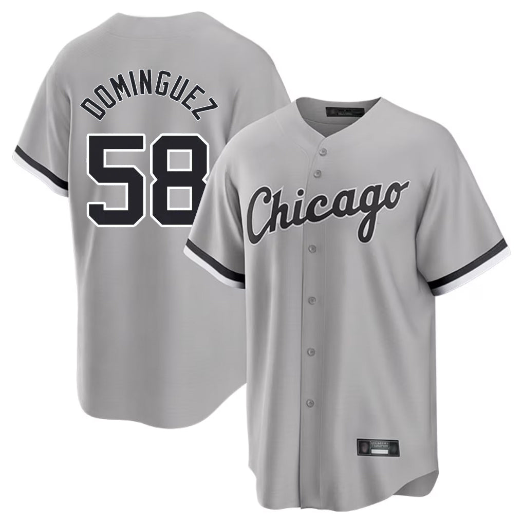 Crovyle C.White Sox #58 Seranthony Dom¨ªnguez Player Gray Home Game Stitched Jerseys