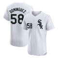 Crovyle C.White Sox #58 Seranthony Dom¨ªnguez Player White Stripe Limited Elite Home Stitched Jerseys