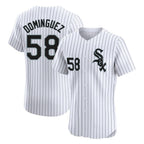 Crovyle C.White Sox #58 Seranthony Dom¨ªnguez Player White Stripe Limited Elite Home Stitched Jerseys