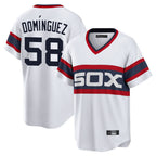 Crovyle C.White Sox #58 Seranthony Dom¨ªnguez Player White T-shirt Home Game Stitched Jerseys