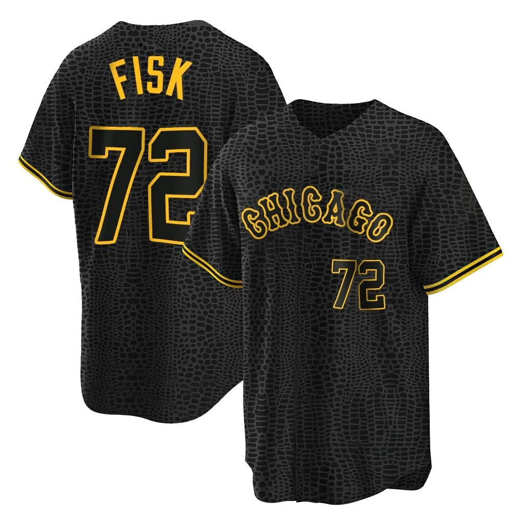 Crovyle C.White Sox #72 Carlton Fisk Player Black Snake Skin City Home Game Stitched Jerseys