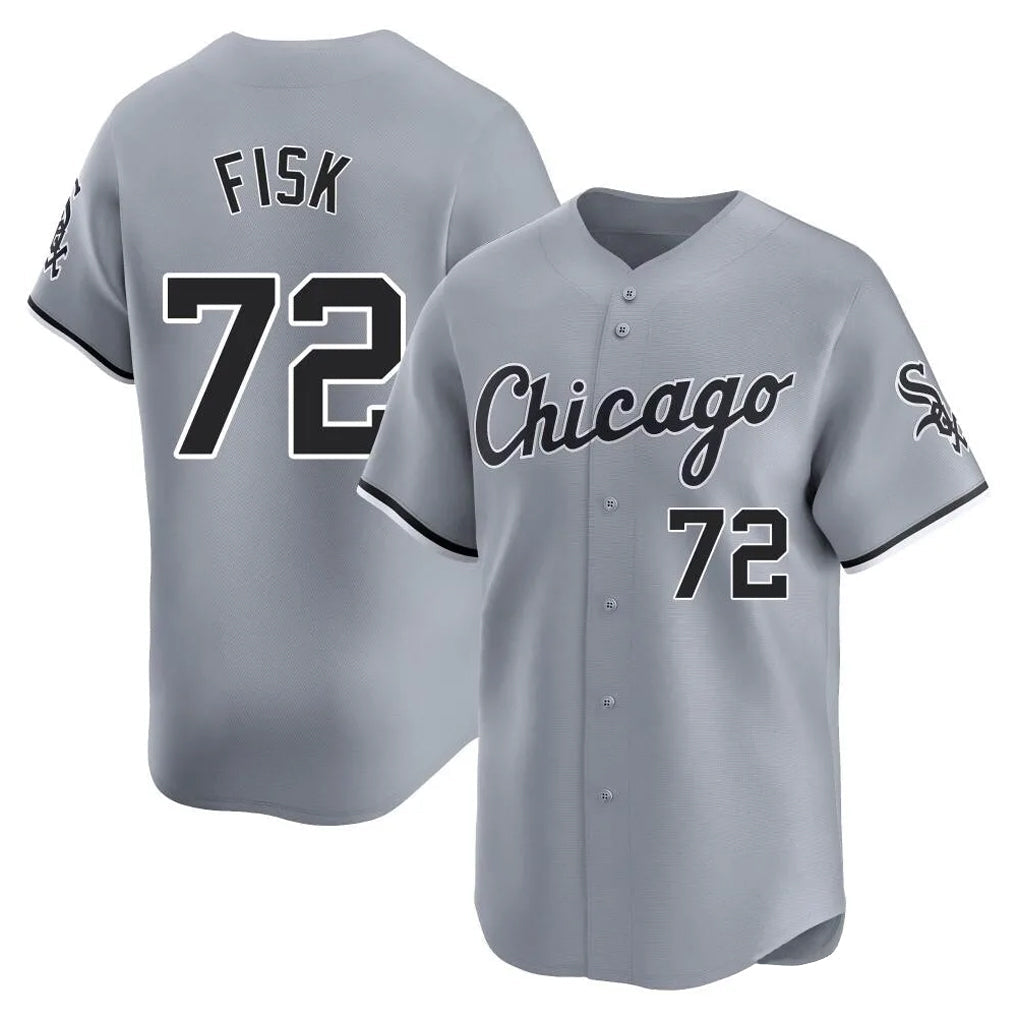 Crovyle C.White Sox #72 Carlton Fisk Player Gray Road Limited Home Stitched Jerseys