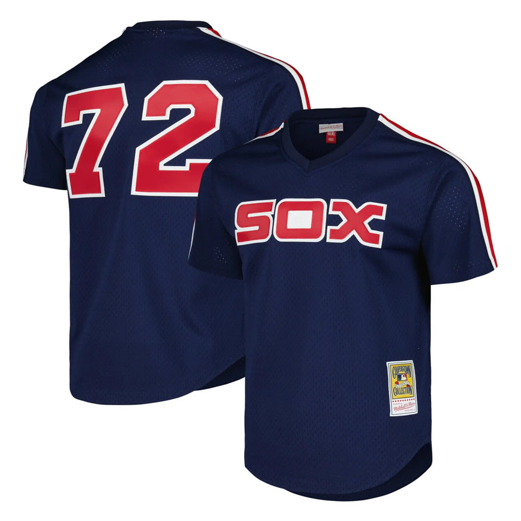 Crovyle C.White Sox #72 Carlton Fisk Player Navy Mitchell & Ness Cooperstown Collection Mesh Game Stitched Jerseys