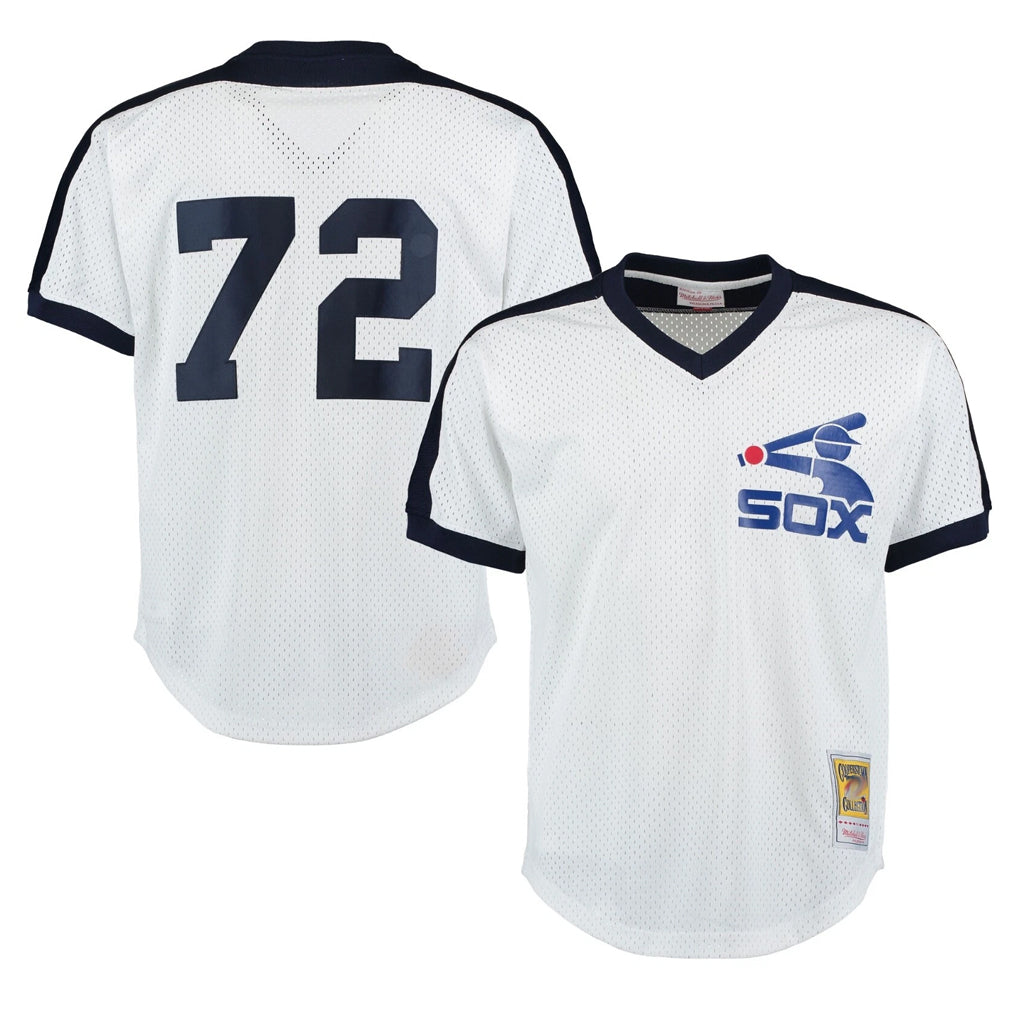 Crovyle C.White Sox #72 Carlton Fisk Player White Mitchell & Ness Cooperstown Collection Mesh Game Stitched Jerseys