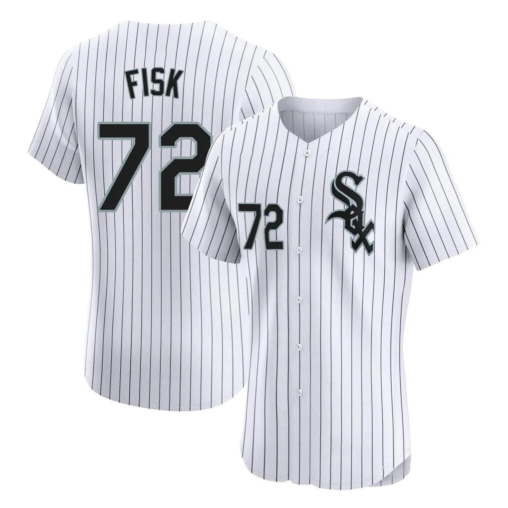 Crovyle C.White Sox #72 Carlton Fisk Player White Stripe Limited Elite Home Stitched Jerseys