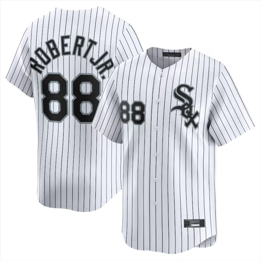 Crovyle C.White Sox #88 Luis Robert Jr Player White Stripe Limited Home Stitched Jerseys