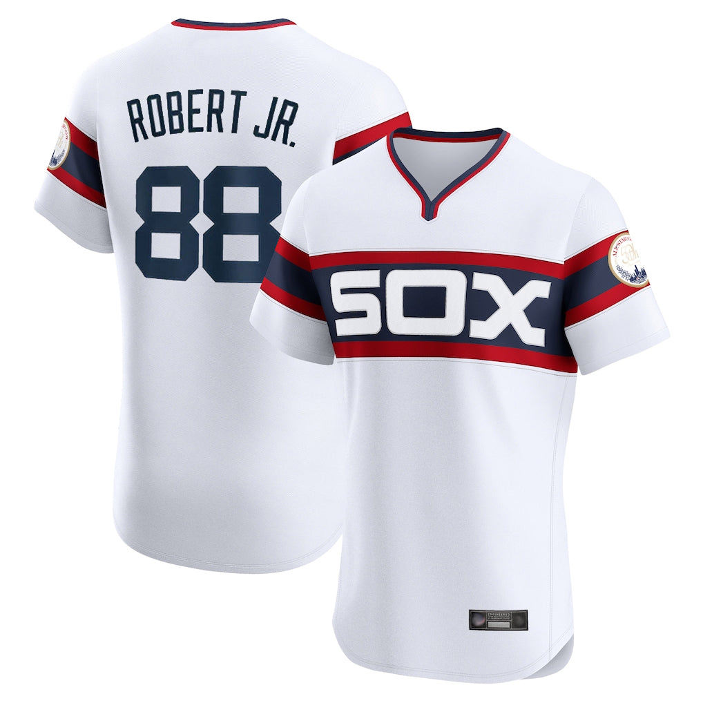 Crovyle C.White Sox #88 Luis Robert Jr Player White T-shirt Limited Elite Home Stitched Jerseys
