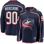 Crovyle CB.Jackets #90 Elvis Merzlikins Navy Home Breakaway Player Jersey
