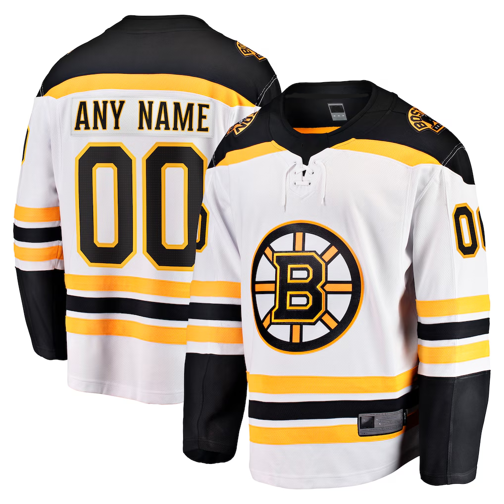 Crovyle Custom B.Bruins White Away Breakaway Stitched Jerseys