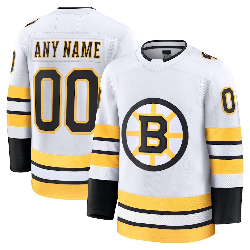 Crovyle Custom B.Bruins White Away Premium Stitched Jerseys