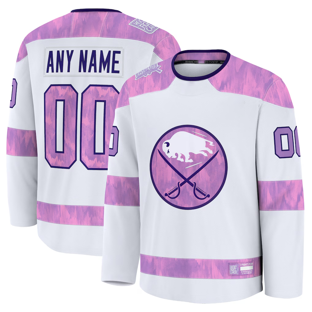 Crovyle Custom B.Sabres White 2024 Hockey Fights Cancer Practice Stitched Jerseys