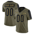 Crovyle Custom C.Bengals Olive Salute to Service Game Any Name & Numbers Stitched Jerseys