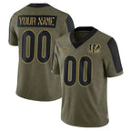 Crovyle Custom C.Bengals Olive Salute to Service Game Any Name & Numbers Stitched Jerseys
