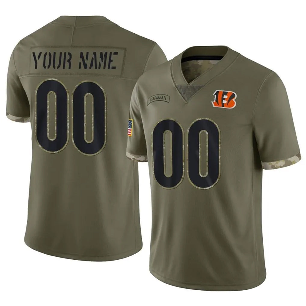 Crovyle Custom C.Bengals Olive Salute to Service Limited Game Any Name & Numbers Stitched Jerseys