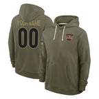 Crovyle Custom C.Bengals Olive Salute to Service Pullover Hoodies Limited Any Name & Numbers Stitched Jerseys