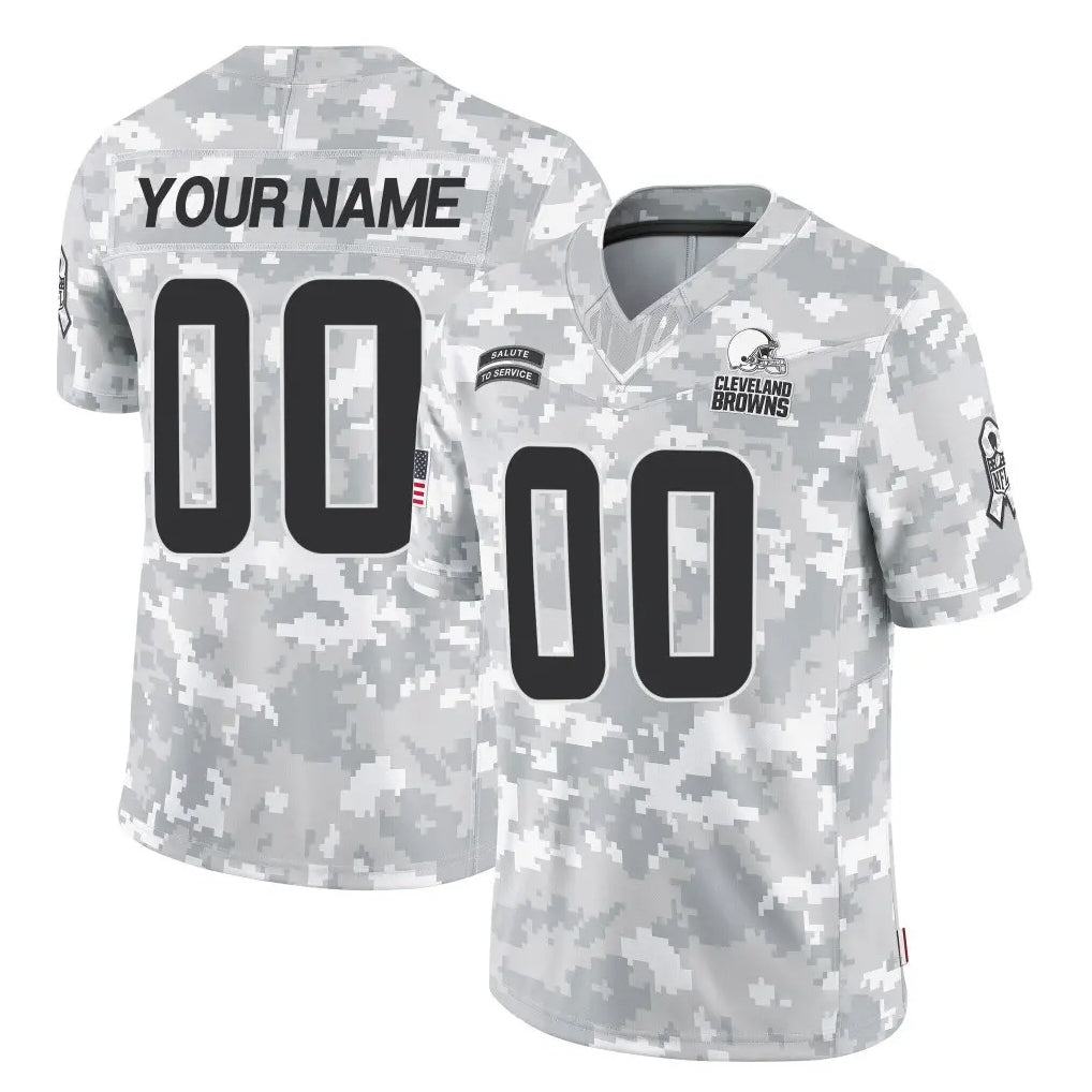 Crovyle Custom C.Browns Arctic Camo Salute to Service Limited Home Game Any Name & Numbers Stitched Jerseys