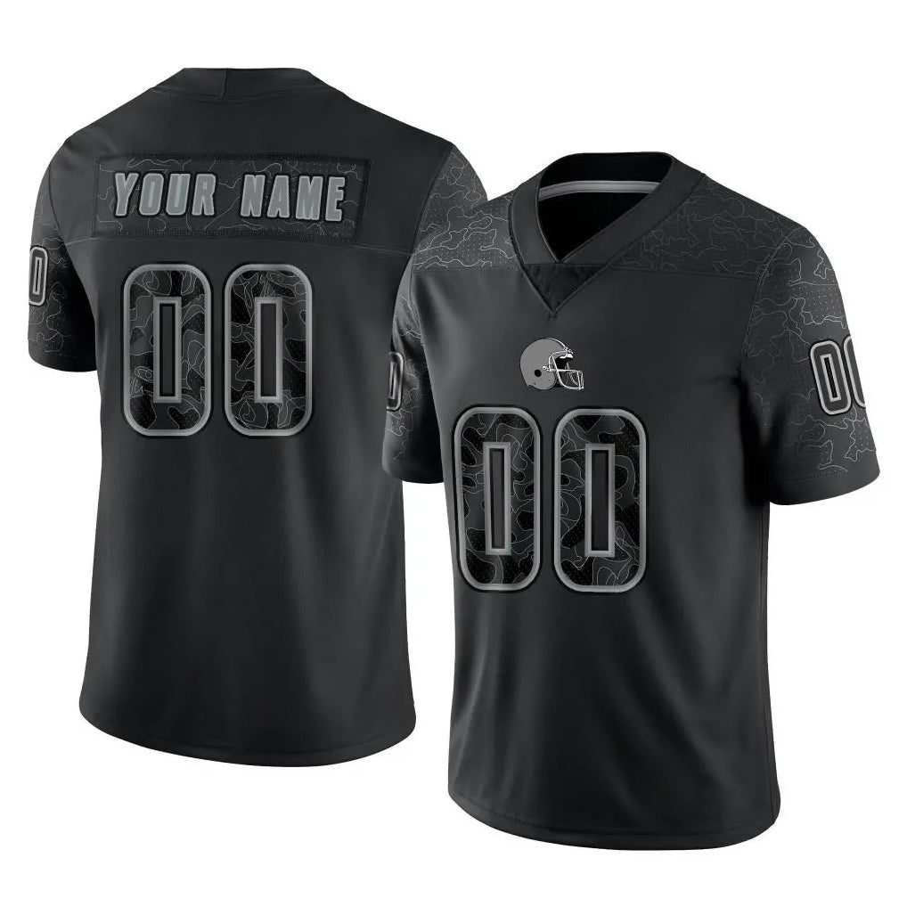 Crovyle Custom C.Browns Black Reflective Home Game Any Name & Numbers Stitched Jerseys