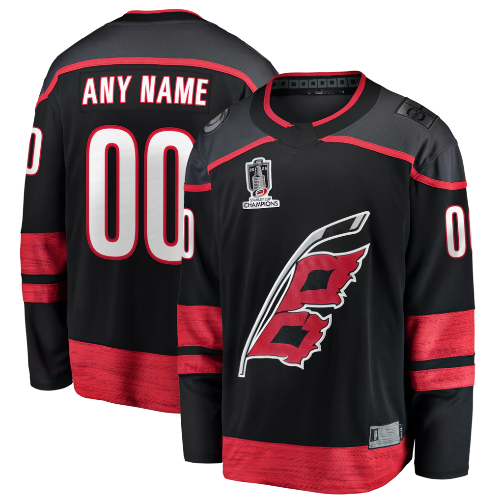 Crovyle Custom C.Hurricanes Black 2026 Stanley Cup Champions Home Breakaway Custom Stitched Jerseys