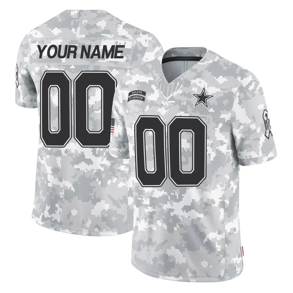 Crovyle Custom D.Cowboys Arctic Camo Salute to Service Limited Home Game Any Name & Numbers Stitched Jerseys