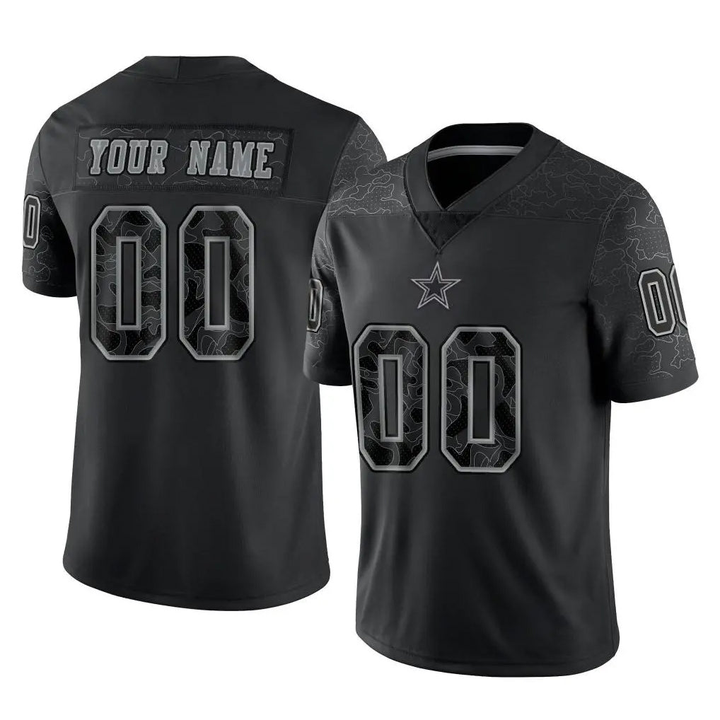 Crovyle Custom D.Cowboys Black Limited Reflective Home Game Any Name & Numbers Stitched Jerseys