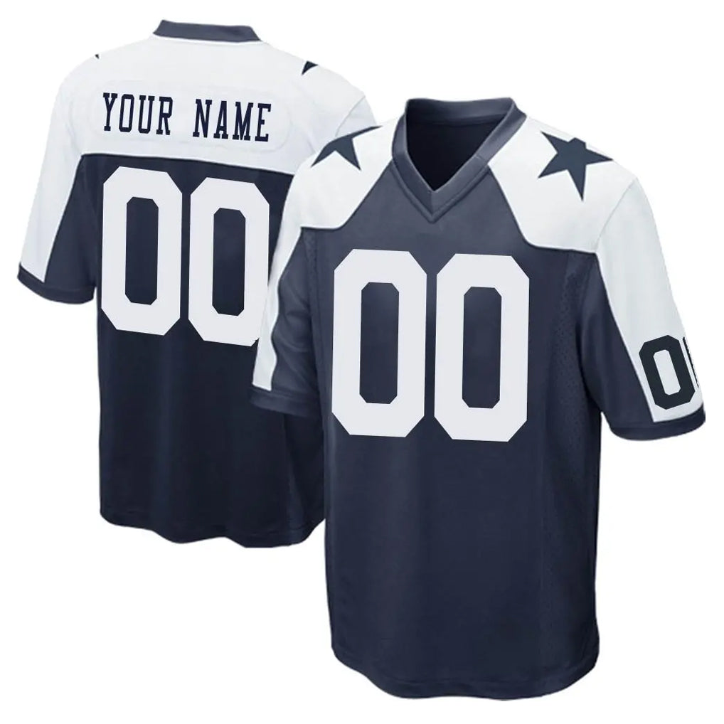 Crovyle Custom D.Cowboys Navy-White Alternate Home Game Any Name & Numbers Stitched Jerseys