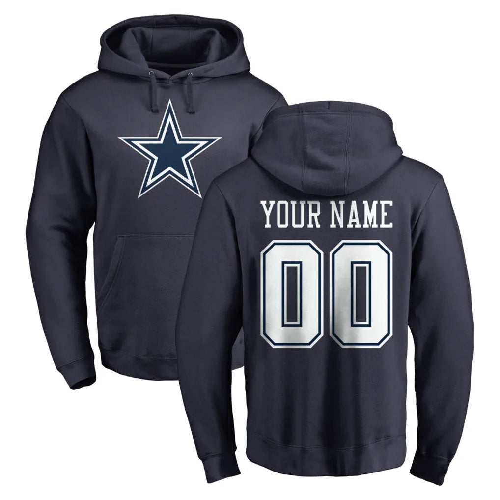 Crovyle Custom D.Cowboys Navy Pullover Hoodies Limited Any Name & Numbers Stitched Jerseys