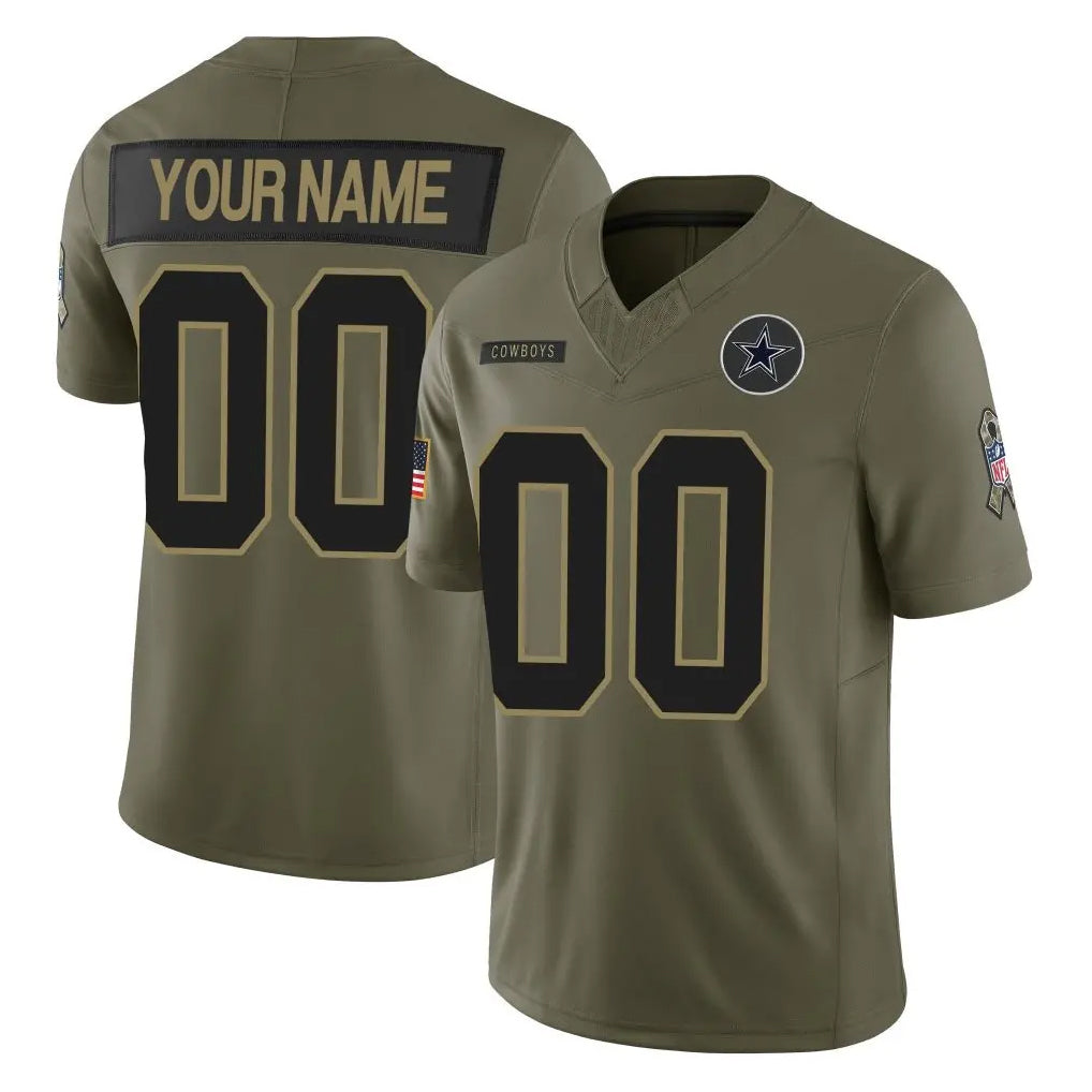Crovyle Custom D.Cowboys Olive 2025 Salute to Service Limited Home Game Any Name & Numbers Stitched Jerseys