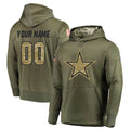 Crovyle Custom D.Cowboys Olive Salute to Service Pullover Hoodies Home Game Any Name & Numbers Stitched Jerseys