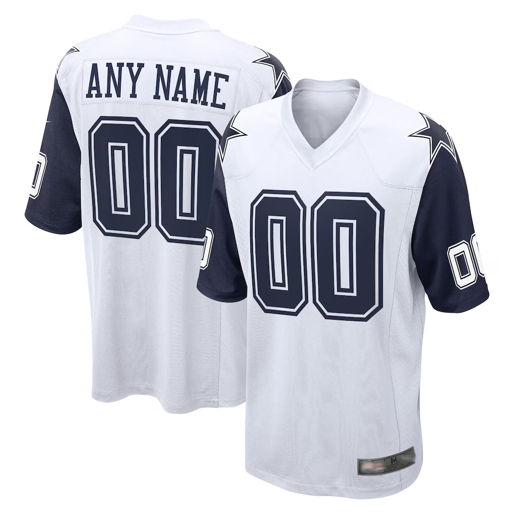 Crovyle Custom D.Cowboys White-Navy Home Game Any Name & Numbers Stitched Jerseys