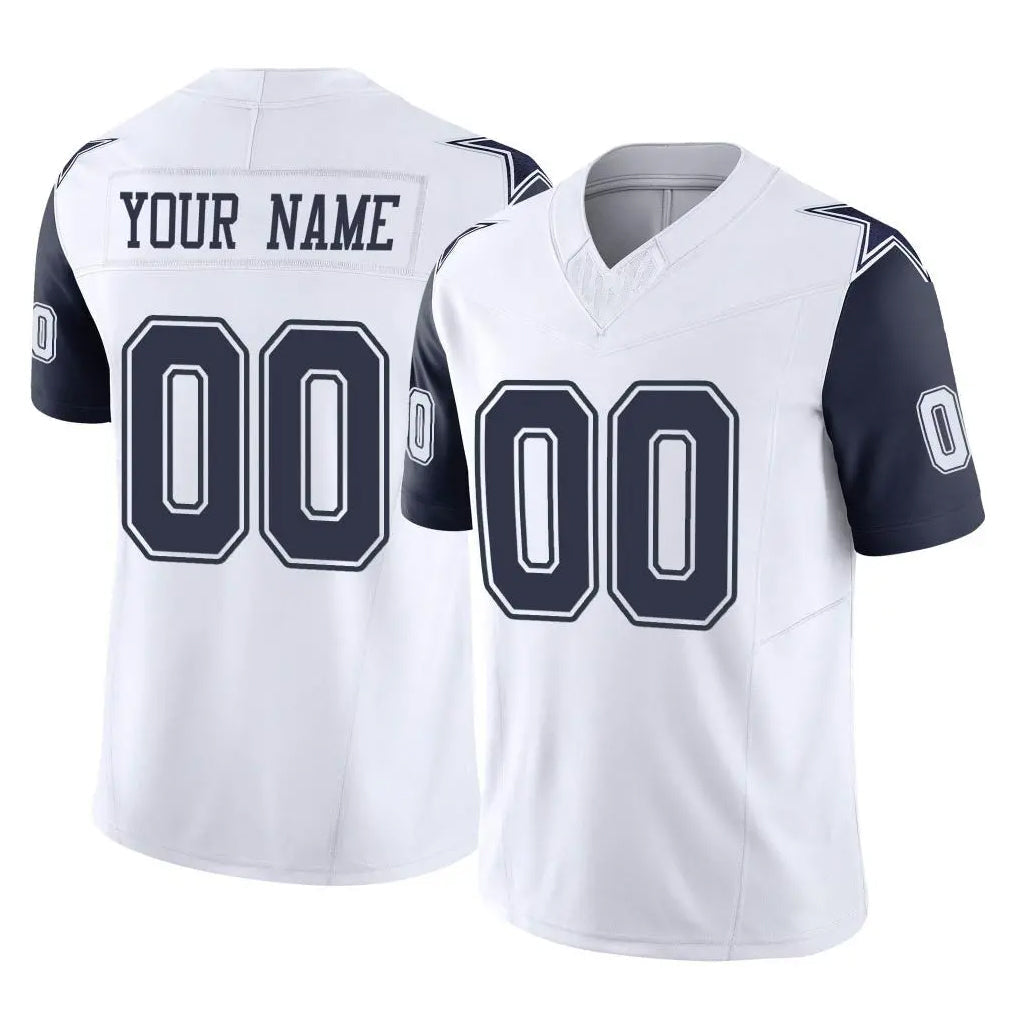 Crovyle Custom D.Cowboys White-Navy Limited Vapor F.U.S.E. Home Game Any Name & Numbers Stitched Jerseys