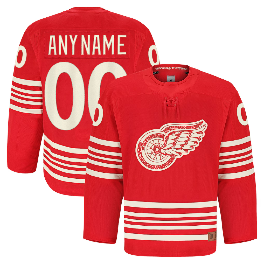Crovyle Custom D.Red wings Red Anniversary Authentic Pro Jerseys