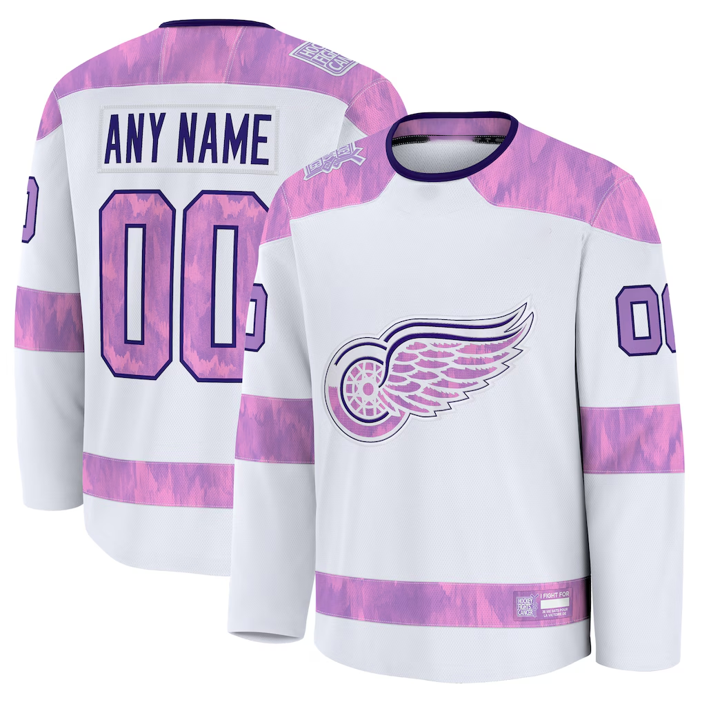 Crovyle Custom D.Red wings White 2024 Hockey Fights Cancer Practice Jerseys