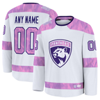 Crovyle Custom F.Panthers White 2024 Hockey Fights Cancer Practice Jerseys