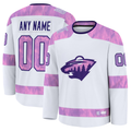 Crovyle Custom M.Wild White 2024 Hockey Fights Cancer Practice Jerseys