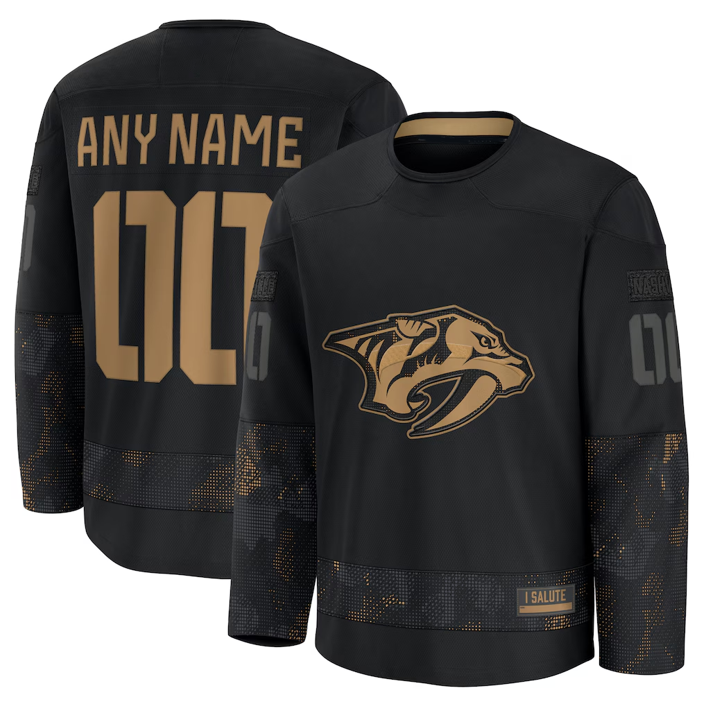 Crovyle Custom N.Predators Black 2024 Military Appreciation Practice Jerseys